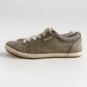 Taos Star Sneakers - Womens 8 - Tan Canvas Lace Up Casual Comfort Shoes